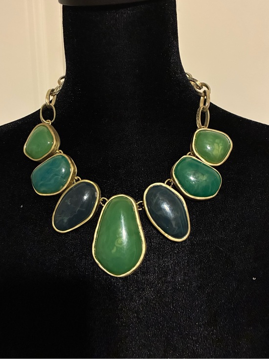 Chico's Jewelry - Vintage Chico’s Gold-Tone Green and Teal Statement Necklace - Women Jewelry
